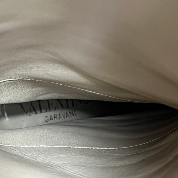 Valentino Garavani Black Leather Knee High Wedge Tall Boot 38.5 Women's Pull On - Picture 9 of 12